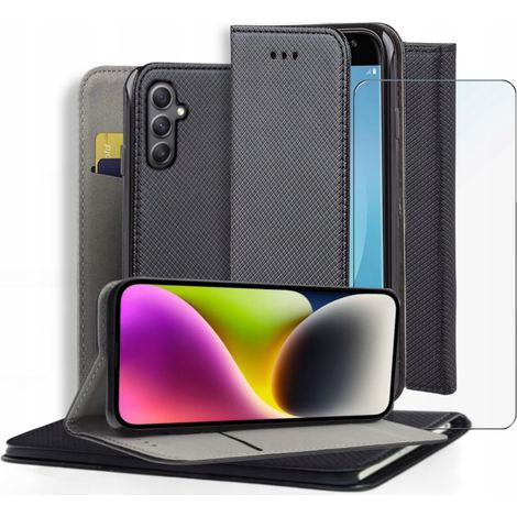 Custodia a libro per SAMSUNG GALAXY A56 5G/A36 5G SMART MAGNET nera + VETRO (1/4)