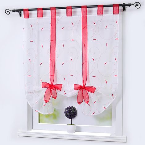 Rideau romain avec cordon LxH60x140cm rouge, 1pcs Rideaux - Rainbow (1/2)