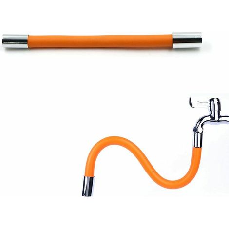 Régulateur Jet Flexible Orange 30 CMTube Rallonge Robinet Extension Universelle MalléAble Librement Pliable Tuyau Silicone Cuisine Salle Bain éVier PulvéRisateur Moulable 360 ° (1/5)