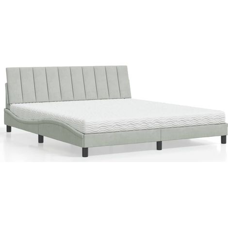 Cama con colchón Hanko terciopelo gris claro 180x200 cm vidaXL (1/5)