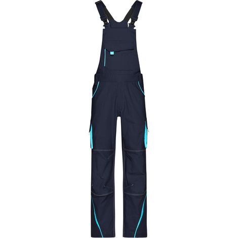 James & Nicholson Funktionelle Latzhose JN848 Gr. 48 navy/turquoise (1/4)