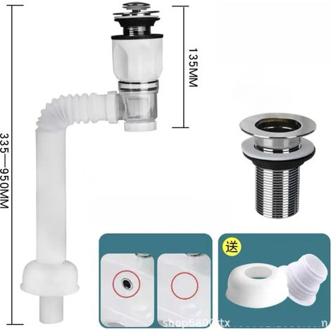 (White)Kitchen Bathroom Basin Drain Pipe Bath Flexible Universal Sink Sink Drain Hose Sink Basin Drain Pipe (1/4)