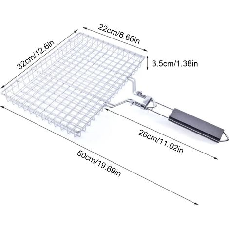 Filet de barbecue antiadhésif en acier inoxydable 304 pour grillades, viandes, légumes, steaks, pique-niques et barbecues.-AquaForge (1/5)