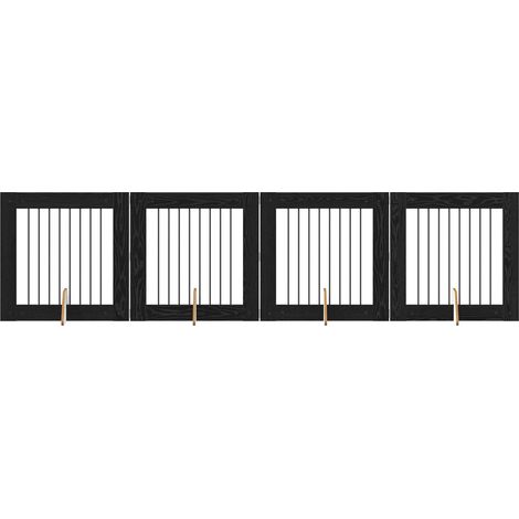 Dog Gate with Stands 4 pcs Black Oak 80 x 80 cm Engineered Wood vidaXL