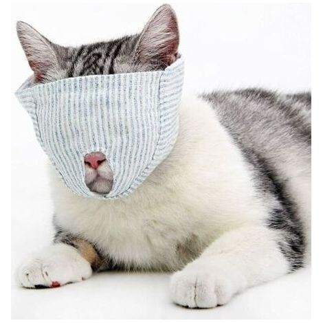 Museruola traspirante per gatti, in cotone, ideale per la toelettatura e il taglio delle unghie. Include una sezione per la protezione degli occhi.