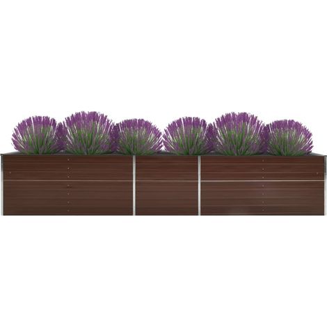 Jardinière de jardin - Balconnière à fleurs Lit surélevé de jardin Acier galvanisé 400x80x45 cm Marron BV731724 - BonneVie (1/5)