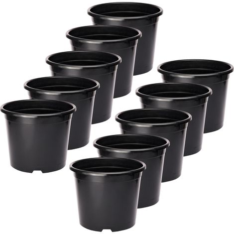 Garronda Blumentopf Kunststoff Pflanztopf rund Kräutertopf Anzuchttöpfe Blumentopf Schwarz für Innen und Aussen 31cm GD-0025 (10 Stück Schwarz, ⌀ 31 cm H 24 cm) (1/3)