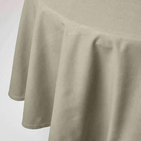 HOMESCAPES Nappe de table ronde en coton unie Gris - 178 cm (1/5)