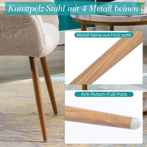 Silla de comedor 59x46x79 cm de piel sintética blanca con reposabrazos, estable - MEUBLIV (1/5)