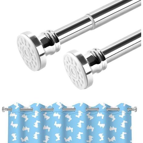 Asta per tende estensibile 110-290 cm in acciaio inox, design moderno, non richiede foratura. (1/5)