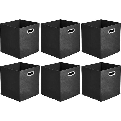 6-teiliges, faltbares Aufbewahrungsbox-Set aus Stoff, ohne Deckel, schwarz, 27 x 27 x 28 cm (1/2)