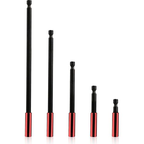 5-teiliges Set magnetischer Schraubendreher-Bithalter mit 1/4"-Sechskantschaft und Verlängerungsbits (50/60/100/150/300 mm) für elektrische Bohrmaschinen, Schraubendreher und Schlagschrauber