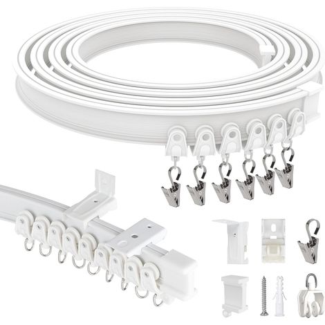 Rail de Rideau Flexible pour Plafond et Mur, Blanc 5 mètres (1/5)