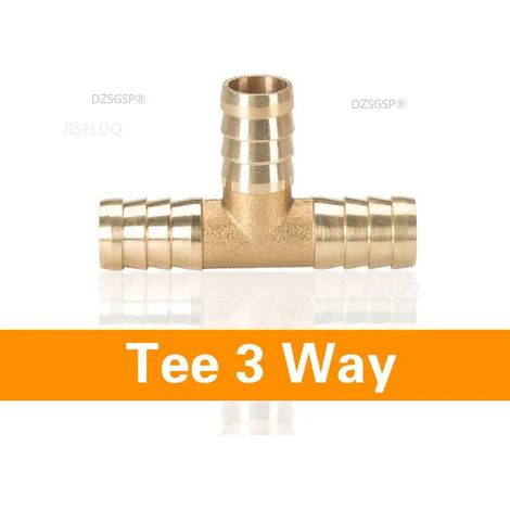 Raccord en T à 3 voies (5 mm) en laiton, adaptateur et connecteur pour tuyau à trois voies avec embout cannelé. (1/5)