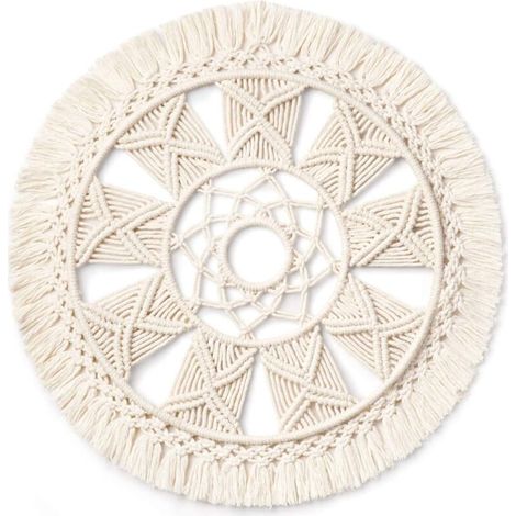 Makramee Wandbehang, Boho Chic Dekor, Wandkunst Kranz, Weihnachtsgeschenk, 15,5"x15,5"
