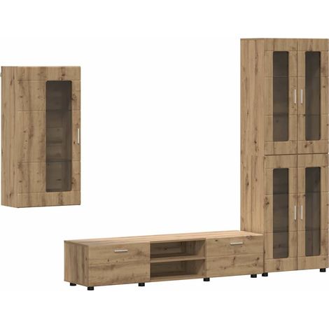 Ensemble meuble TV FLORIN Chêne artisanal Bois d'ingénierie