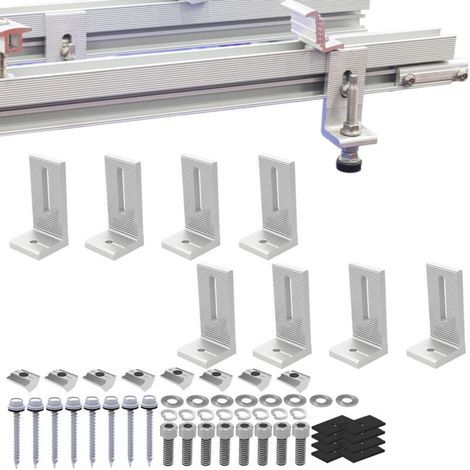 Support de montage photovoltaïque pour toit en tuiles d'acier de couleur, pied en L, 8 pièces, support en alliage d'aluminium pour panneau solaire (1/4)
