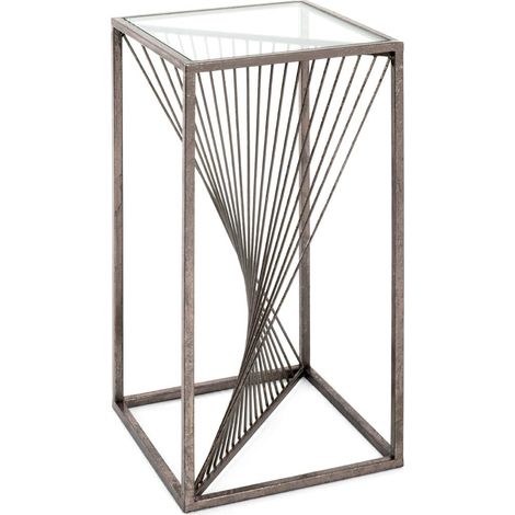 Table d'appoint en métal Bronze, Table Basse avec Verre trempé de 8 mm - Dimensions : L 30 x H 60 x P 30 cm Style : Art déco (1/5)