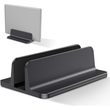 Vertical Laptop Stand, Aluminum Laptop Holder, Adjustable Desk Laptop Stand, Black