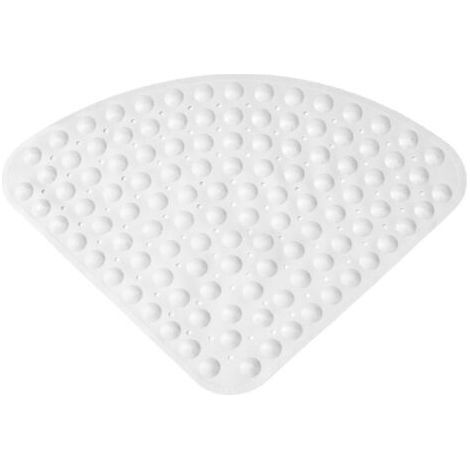 royaluxe-Tapis de douche d'angle en caoutchouc festonné, antidérapant quart de rond, tapis de douche ou de bain antibactérien avec ventouse(Blanc,54cm54cm) (1/3)
