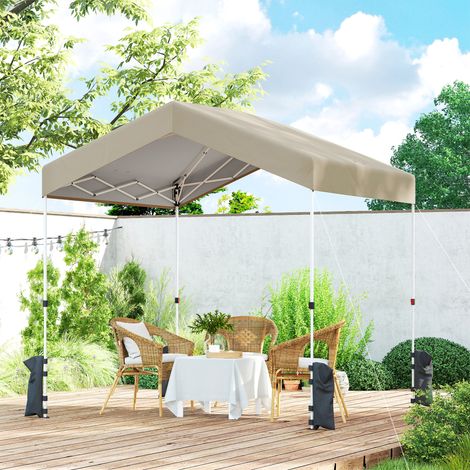 Tenda pieghevole 2,4x2,4 m, pop-up, protezione UPF50+, chiusura centralizzata, altezza regolabile, borsa per il trasporto, sacchi di sabbia, beige.