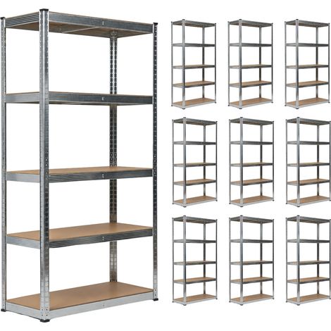 MegaPack 10 scaffali modulari in metallo con 5 ripiani, portata 8