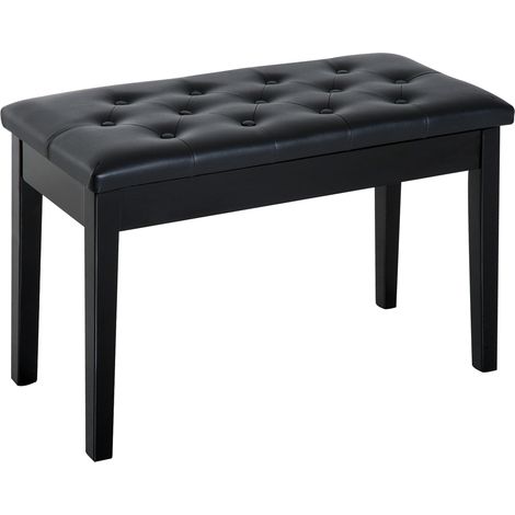 PU Lear Upholstered Piano Stool Makeup Stool Bench Dressing Table Seat with Storage 76x36x50cm, Black (1/5)
