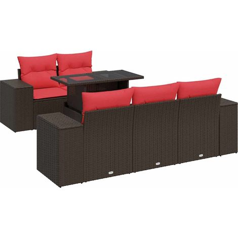 Maison Exclusive - Juego Sofá Jardín 6 Piezas con Cojines Marrón