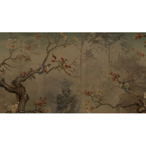 Papier peint panoramique - Arbres oiseau - 130 cm x 72 cm (1/2)