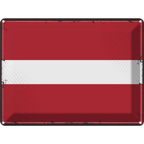 Plaque métallique 30x40 cm, blason et drapeau rétro de la Lettonie (1/5)