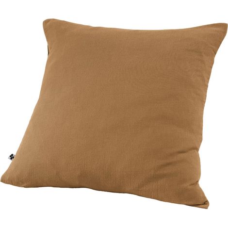 Taie d'oreiller Gaze de coton 60x60 cm GAIA coloris Marron Camel