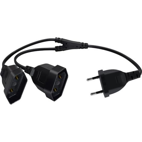 Câble D'extension Euro 2.5A 250V 625W Type C Euro Rallonge Câble Euro Rallonge Double Prise Euro Euro 2 en 1 pour électroménagers TV Moniteur D'Ordinateur (45cm) (1/5)