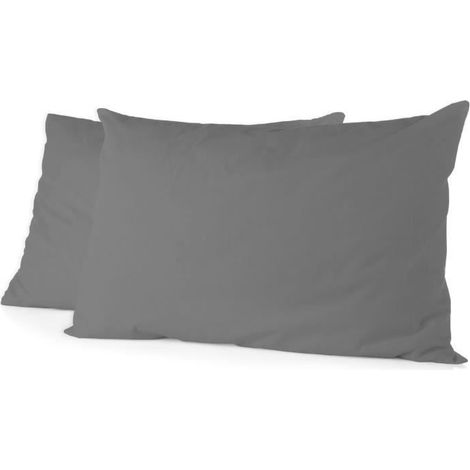 Filiyano – oreiller - HOME LINGE – Lot de 2 taies d'oreiller - HOME LINGE PASSION - 50 x 70 cm - Gris anthracite (1/2)