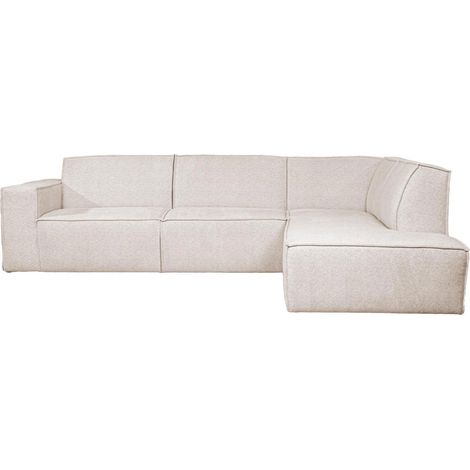 Mobilier Deco – Canapé d'angle en tissu beige – Angle droit – 5 places – Design contemporain – Confort optimal avec coussins rembourrés (1/5)