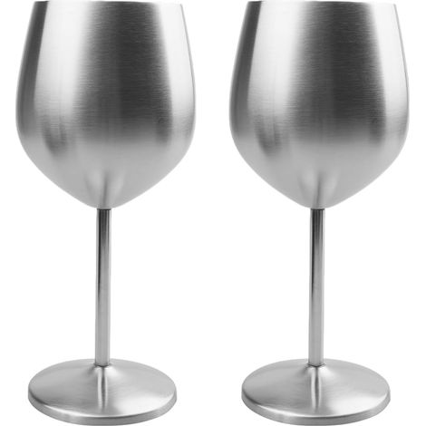 Verres à cocktail en acier inoxydable, 500 ml, Verres à vin rouge avec pied, Incassables, Pour cocktail, whisky, bière, vin rouge (1/5)