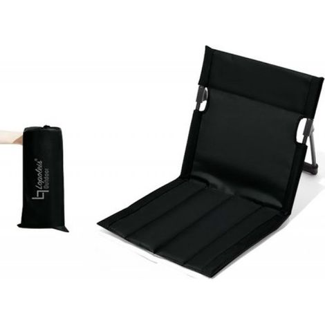 Chaise pliante – Chaise de sol – Tapis de plage avec dossier – Chaise de camping pliante – Chaise de plage – Transat – Chaise pliante – Chaise de camping – Noire (1/5)
