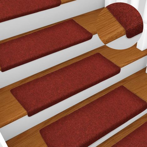 5 pcs Tapis d'escalier, Tapis de marches, Marchettes D'escalier Bordeaux 65x21x4cm Aiguilleté MKS15001 (1/5)