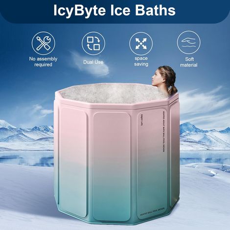 Vasca da bagno portatile pieghevole da 85 galloni con acqua fredda per atleti, design multistrato, per casa, palestra, uso esterno, rosa - ALTRO