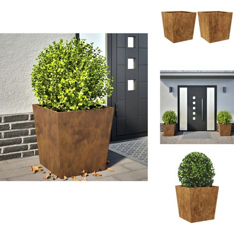 Jardinières 2 pcs 50x50x50 cm acier résistant aux intempéries - Jardinière - Jardinières - Jardinière En Métal - Jardinière En Acier (1/5)