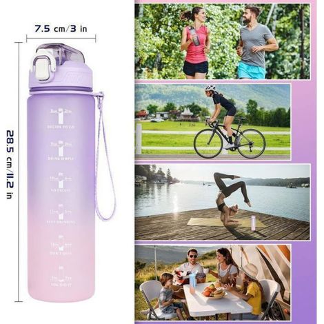Gourde Sport - Non spécifié - 1L - Violet dégradé - Marqueur de Temps - Étanche 360° Violet dégradé Étiquette (1/4)