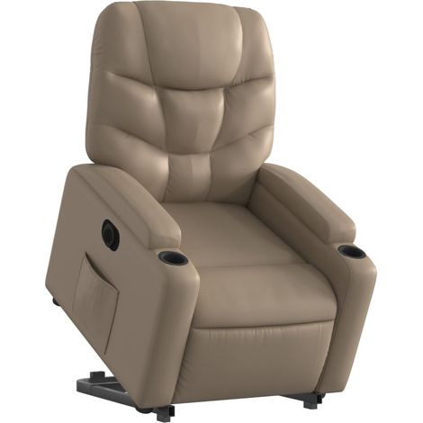 Poltrona relax TV con comodissima funzione di sollevamento elettrico in PVC color cappuccino DEC028247