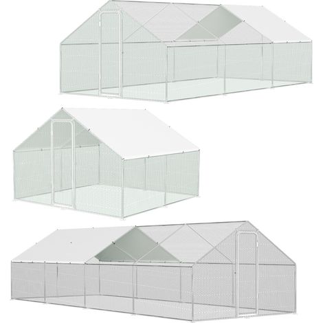 Randaco Enclos Poulailler extérieur 3x6x2m avec serrure 18 m² parc grillagé poulailler en acier galvanisé