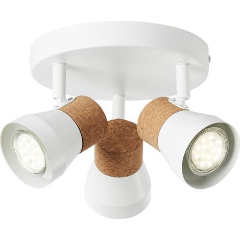 BRILLIANT lampe Moka Spotrondell 3flg blanc mat / marron 3x PAR51, GU10, 10W, adapté aux lampes à réflecteur (non incluses) Échelle A ++ à E Têtes pivotantes