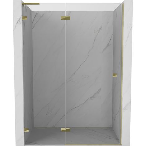 Mexen Lunar L porte de douche pivotante gauche 135 cm, transparent, dorée - 834L-135-000-50-00-L (1/5)