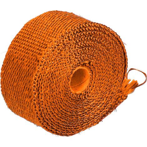 5 m Hitzeschutzband für Motorräder, Auspuff-Hitzeschutzband mit 6 Kabelbindern aus Edelstahl, Orange (1/5)