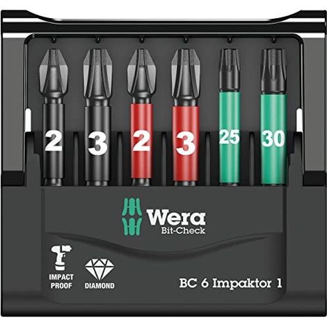 Wera Mini-Check IMP DC 50 mm PH/PZ/TX 05073890001 Kit inserti 6 parti Croce Phillips, Croce Pozidriv, TORX interno Tecn (1/5)