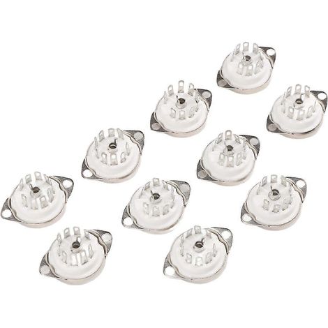 Lot de 10 supports de tubes à vide céramiques B9A à 9 broches, montage sur panneau ou châssis, compatibles avec les tubes ECC81, ECC82, ECC83, EL84 et 6922. (1/5)