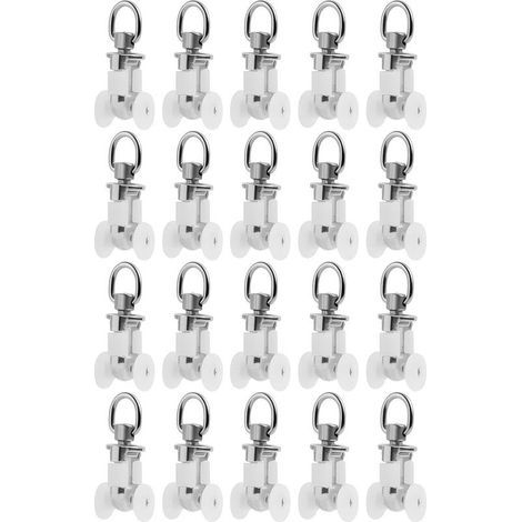 Packung mit 20 Gardinengleiterrollen – Metall- und Kunststoffrollen – 10 mm Durchmesser – maximale Traglast 400 g (1/5)