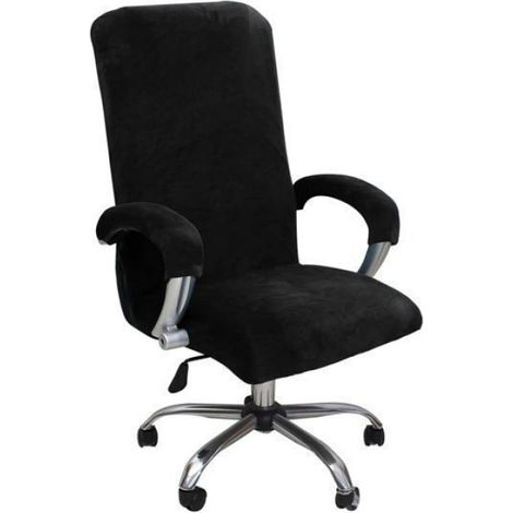 Housse de chaise de bureau, avec housse d'accoudoirs en velours de couleur unie,Housse pour Chaise Tissu élastique Résistante (XL) (1/4)