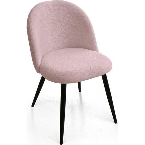 Set 4 poltrone imbottite in tessuto teddy rosa cm 48x50x79h
